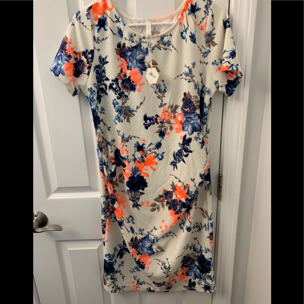 PinkBlush Maternity Ruched Floral Dress